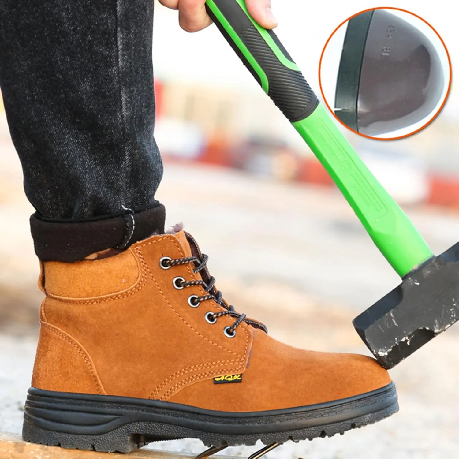Safety Shoes Men Steel Toe Cap Trainers Lightweight Breathable Industrial Women Safety Work Boots (Color : Brown, Size : 10 US)