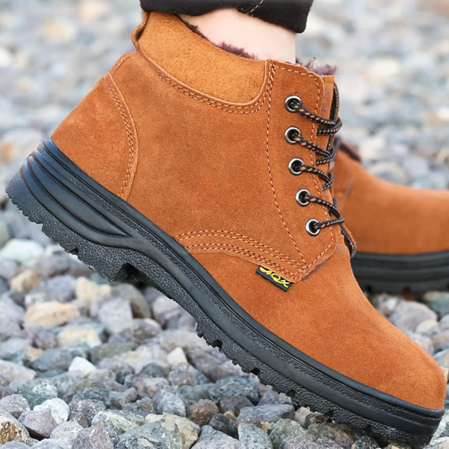 Safety Shoes Men Steel Toe Cap Trainers Lightweight Breathable Industrial Women Safety Work Boots (Color : Brown, Size : 10 US)