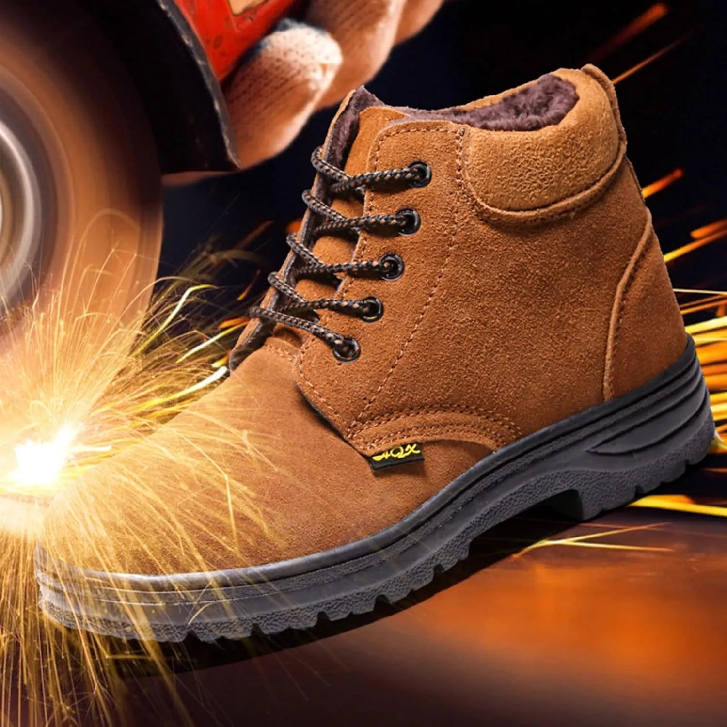 Safety Shoes Men Steel Toe Cap Trainers Lightweight Breathable Industrial Women Safety Work Boots (Color : Brown, Size : 10 US)