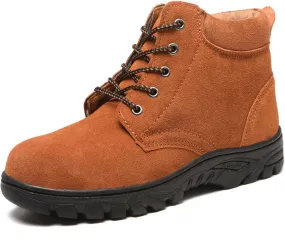 Safety Shoes Men Womens Steel Toe Cap Trainers Mens Womens Lightweight Breathable Safety Industrial Work Sneaker Anti-Smashing Anti-Puncture (Color : Brown, Size : 5 US)