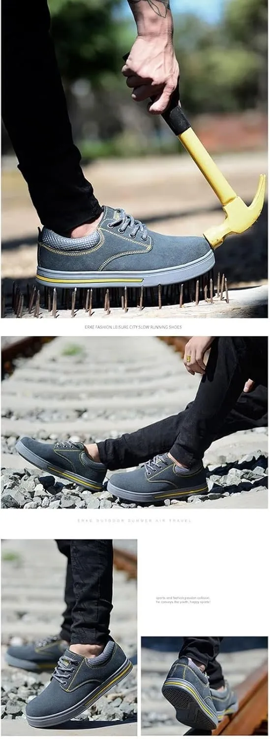 Safety Shoes Men Womens Steel Toe Cap Trainers Mens Womens Lightweight Breathable Safety Industrial Work Sneaker Anti- Smashing Anti-Puncture (Color : Gray, Size : 5.5 US)