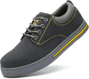 Safety Shoes Men Womens Steel Toe Cap Trainers Mens Womens Lightweight Breathable Safety Industrial Work Sneaker Anti- Smashing Anti-Puncture (Color : Gray, Size : 5.5 US)
