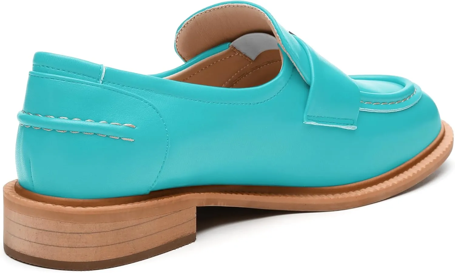 SKYSTERRY Loafers for Women Penny Loafers with Round Toe Low Chunky Block Heels Comfortable Women Loafers Shoes for Work Party Dating Shopping