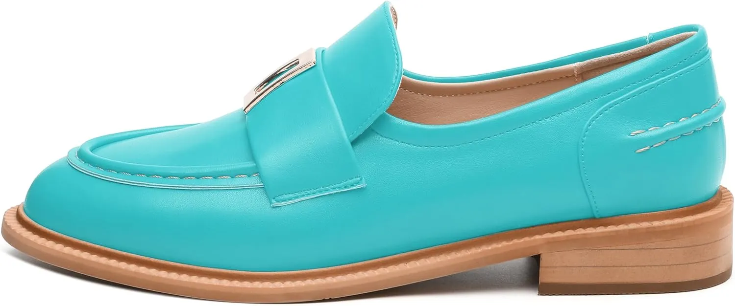 SKYSTERRY Loafers for Women Penny Loafers with Round Toe Low Chunky Block Heels Comfortable Women Loafers Shoes for Work Party Dating Shopping