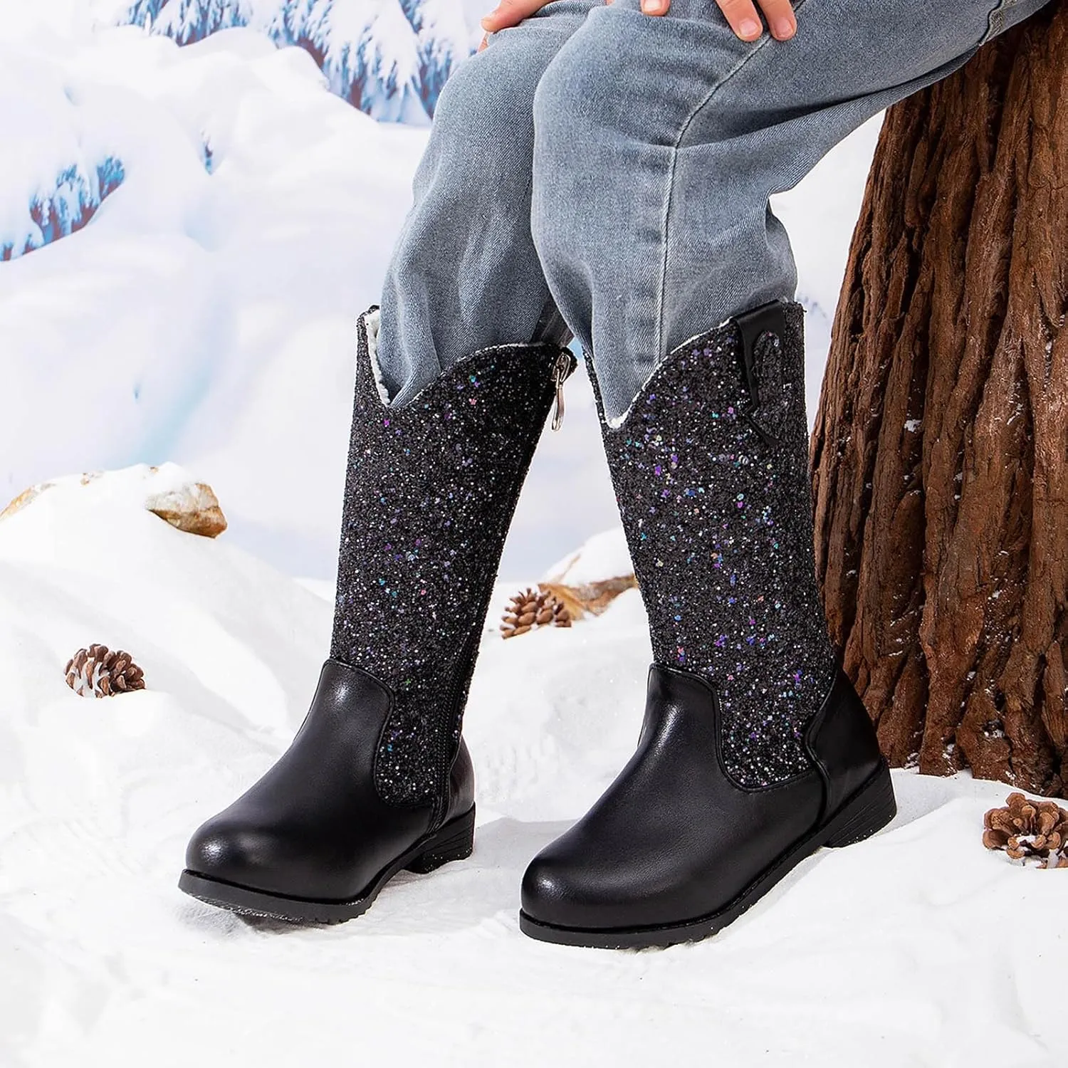 Toddler Girls Cowgirl Boots Western Glitter Cowboy Boot Ankle Boots Little Kids Big Kid Party Birthmen Dress Shoes
