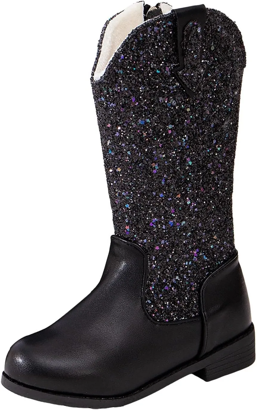 Toddler Girls Cowgirl Boots Western Glitter Cowboy Boot Ankle Boots Little Kids Big Kid Party Birthmen Dress Shoes