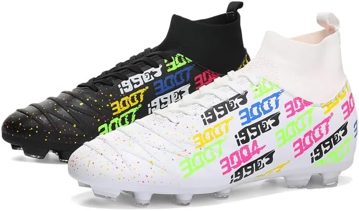 Unisex-Cleats Soccer Shoes for Big Boy Fg/Ag High-top Spikes Football Shoes for Younth Professional Training Turf Indoor Ankle Boots Athletic Sneake
