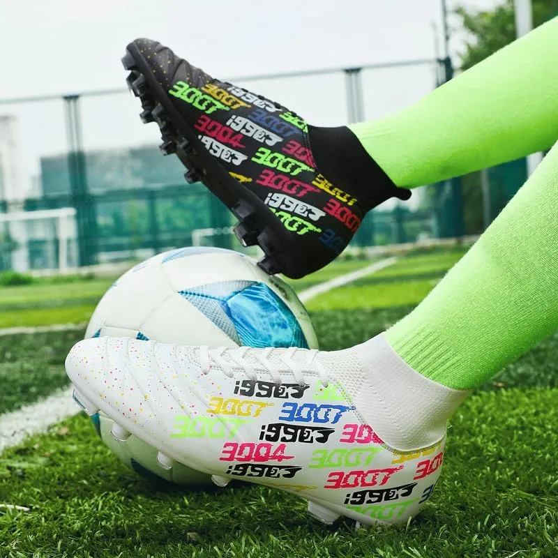 Unisex-Cleats Soccer Shoes for Big Boy Fg/Ag High-top Spikes Football Shoes for Younth Professional Training Turf Indoor Ankle Boots Athletic Sneake