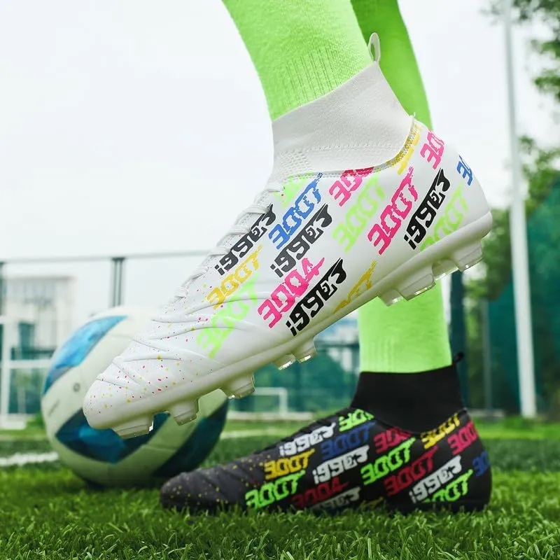 Unisex-Cleats Soccer Shoes for Big Boy Fg/Ag High-top Spikes Football Shoes for Younth Professional Training Turf Indoor Ankle Boots Athletic Sneake