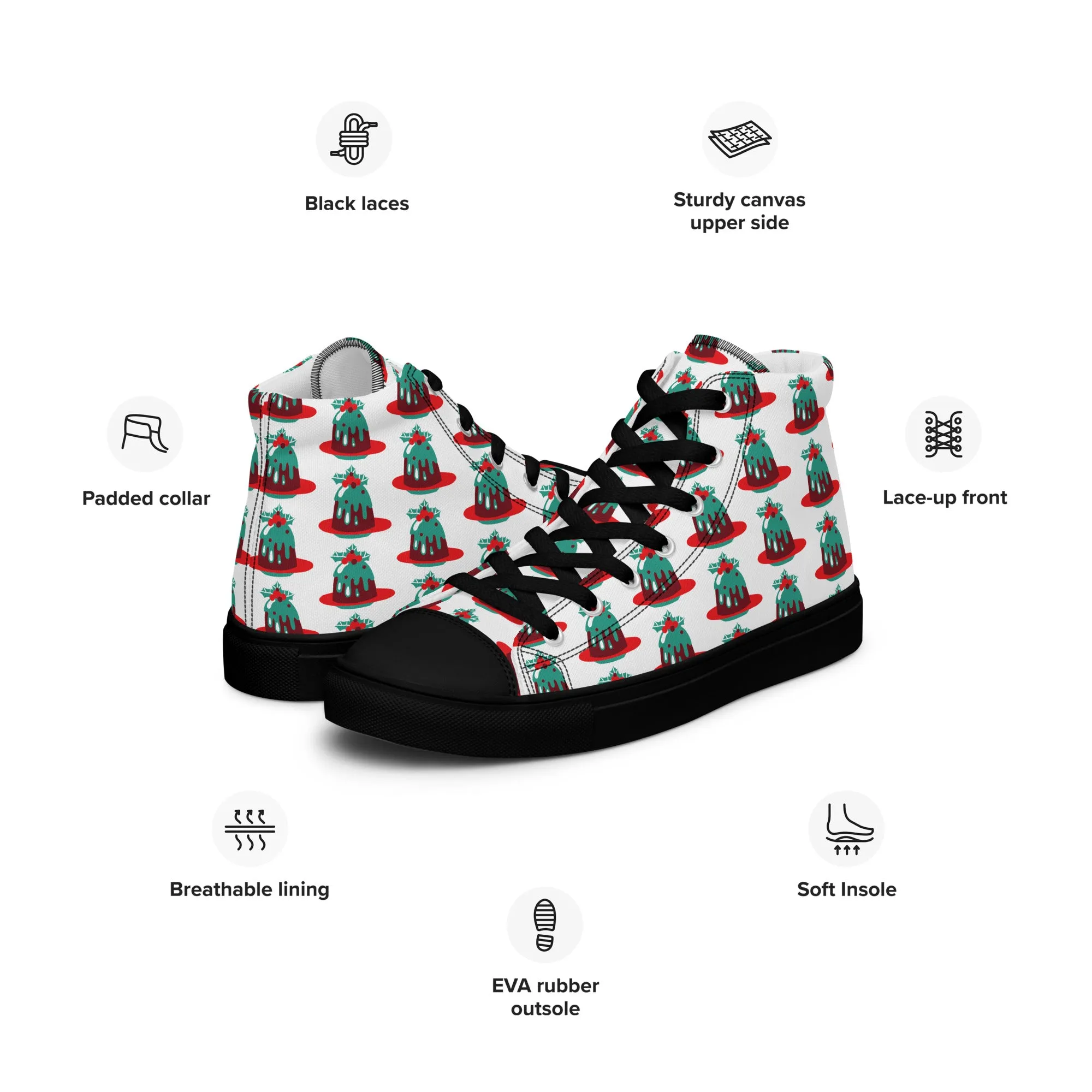 Women Christmas High Top Canvas Shoes (Glamourange Holiday Magic Canvas Shoes For Women - 0020)