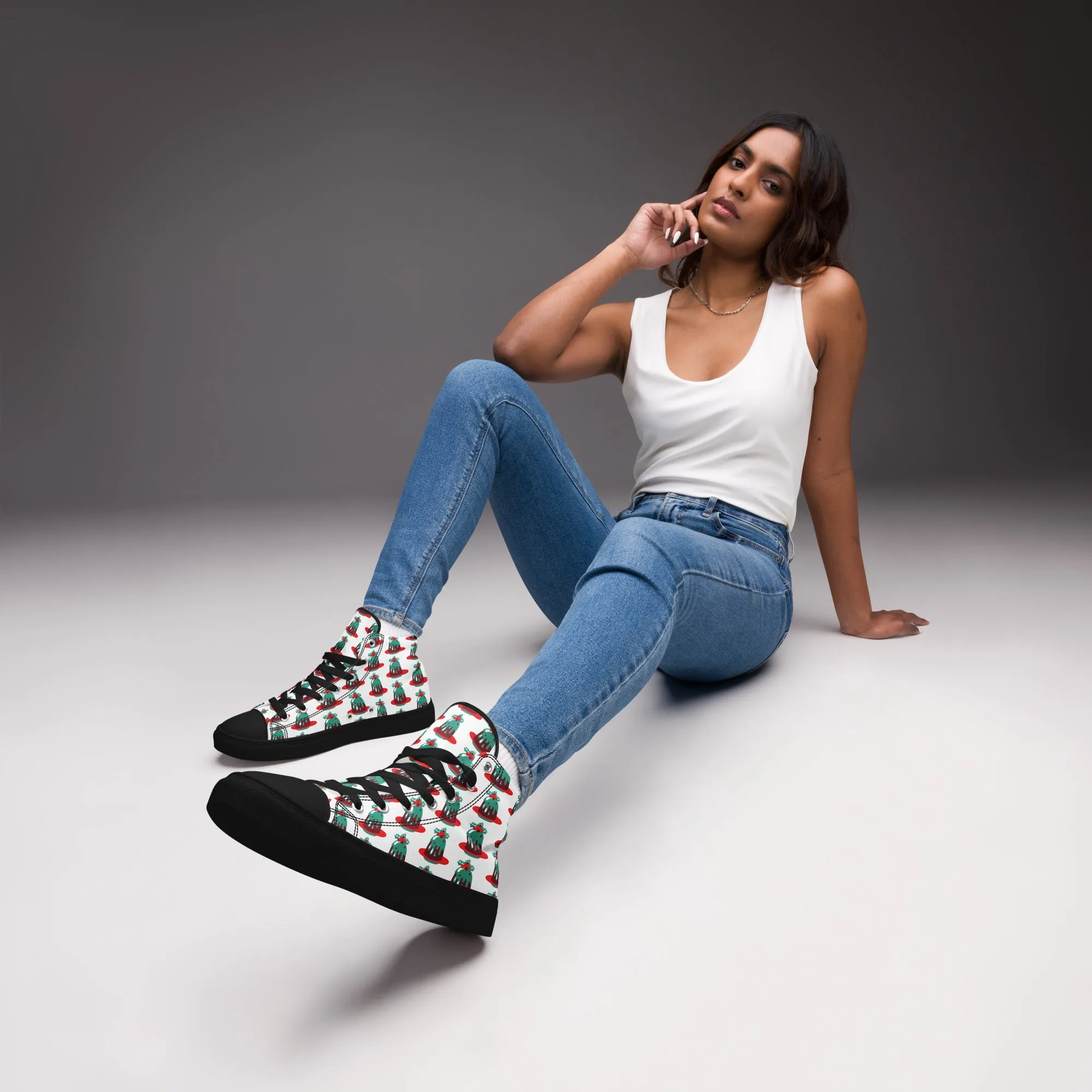Women Christmas High Top Canvas Shoes (Glamourange Holiday Magic Canvas Shoes For Women - 0020)