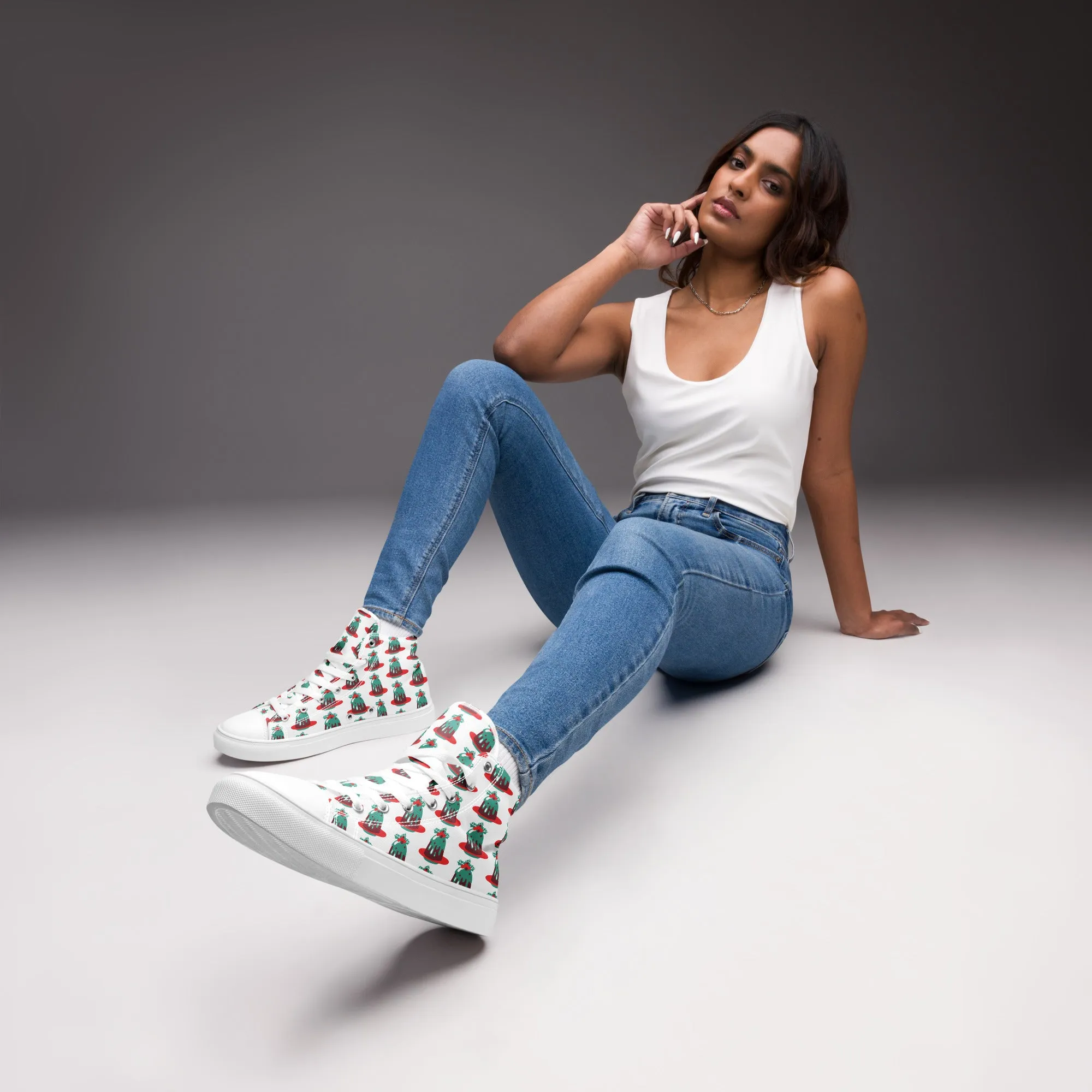 Women Christmas High Top Canvas Shoes (Glamourange Holiday Magic Canvas Shoes For Women - 0020)