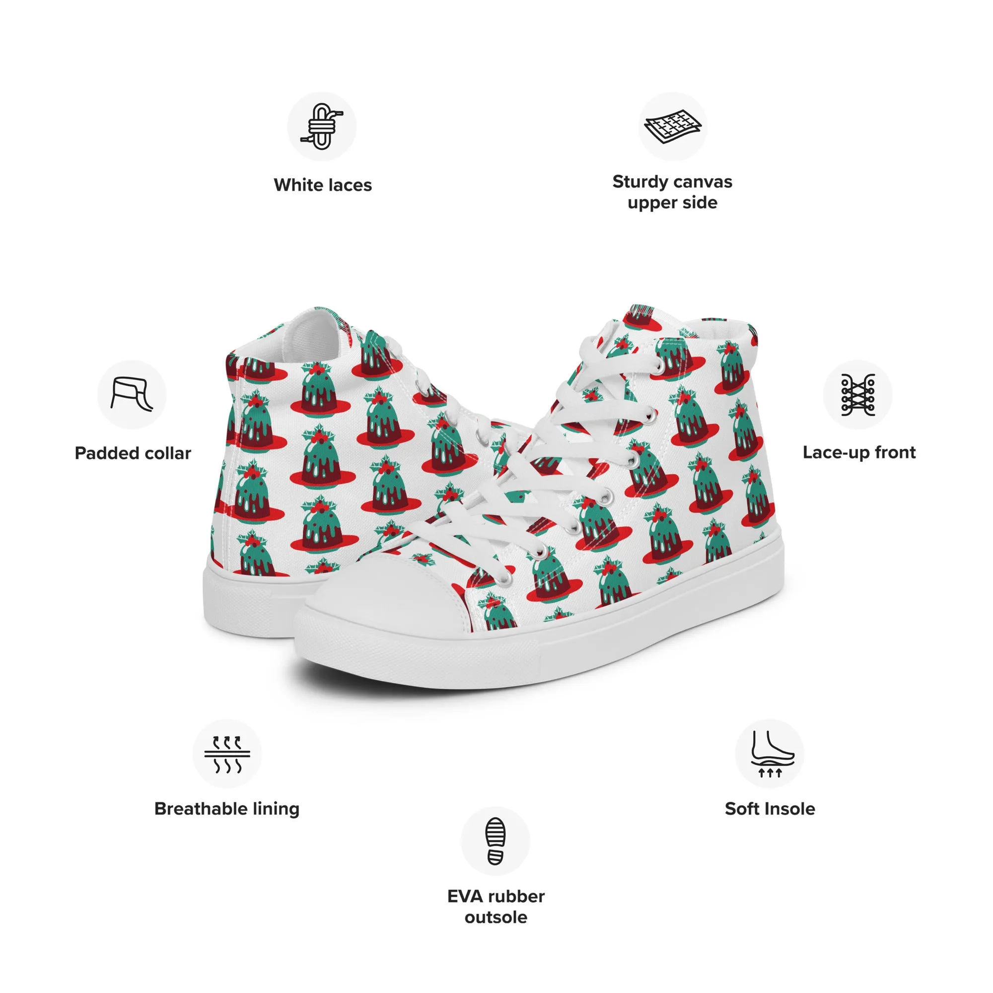Women Christmas High Top Canvas Shoes (Glamourange Holiday Magic Canvas Shoes For Women - 0020)