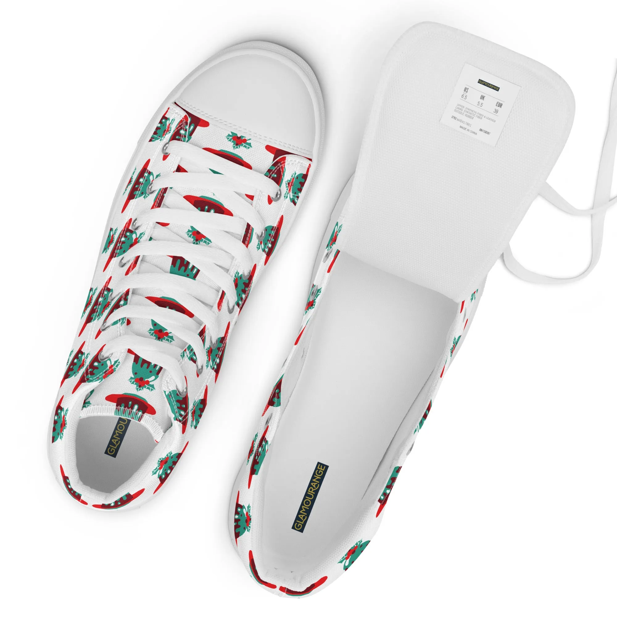 Women Christmas High Top Canvas Shoes (Glamourange Holiday Magic Canvas Shoes For Women - 0020)