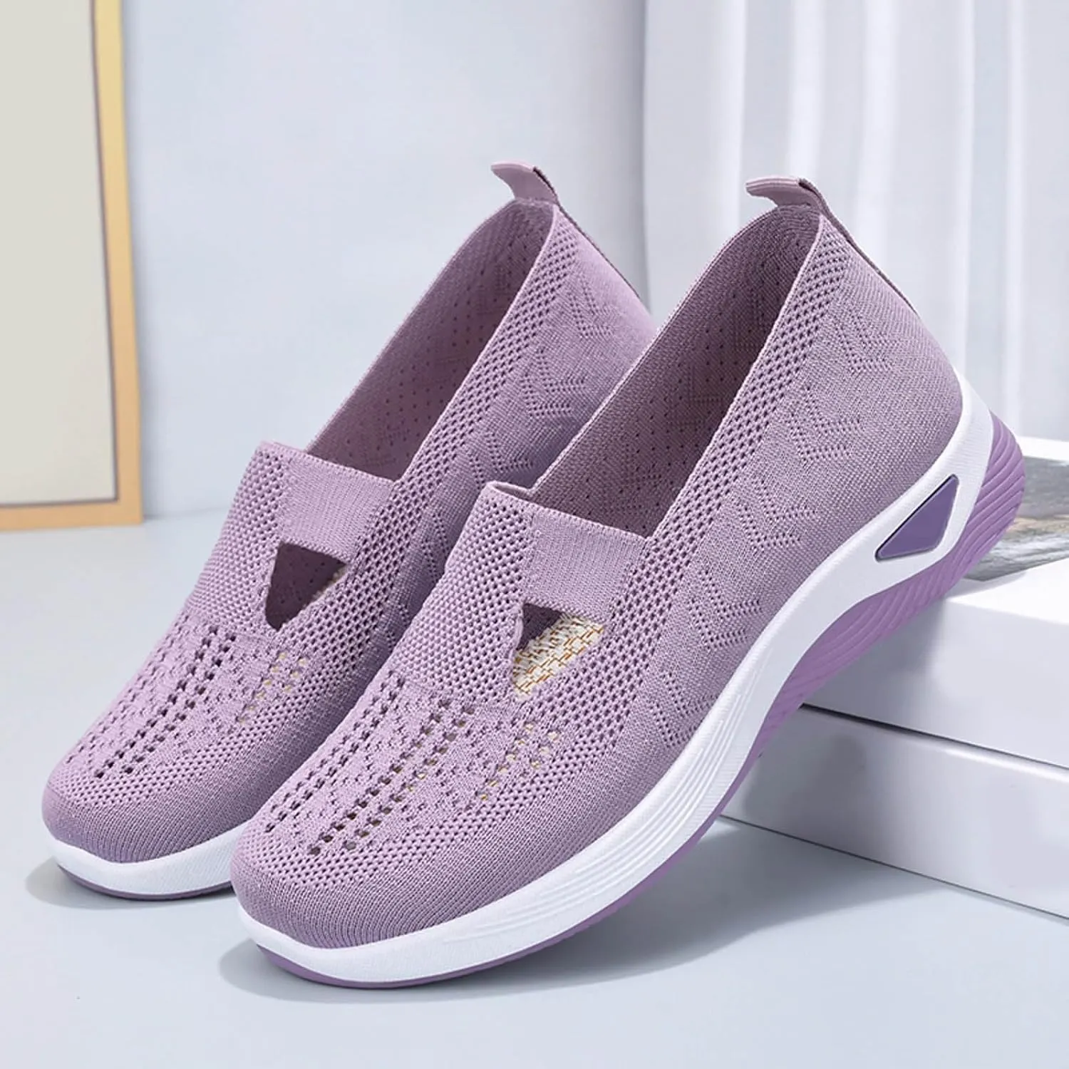 Womens Orthopedic Slip On Loafers with Arch Support Comfortable Walking Shoes Casual Sneakers Plantar Fasciitis Relief Foot Pain Diabetic Feet